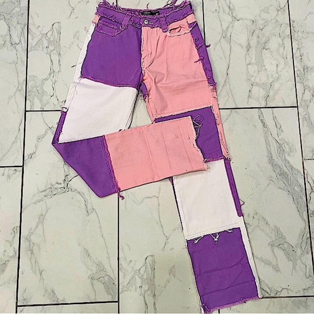 Jaded London Pastel Patchwork Boyfriend Fit Jeans - Picture 7 of 16